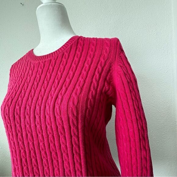 C Wonder Pink Pullover Sweater Cable Knit Long Sleeve SZ L - Picture 4 of 12